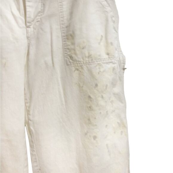 Free People White Paint Splatter Wide Leg Pants Sz 6 - Picture 3 of 15